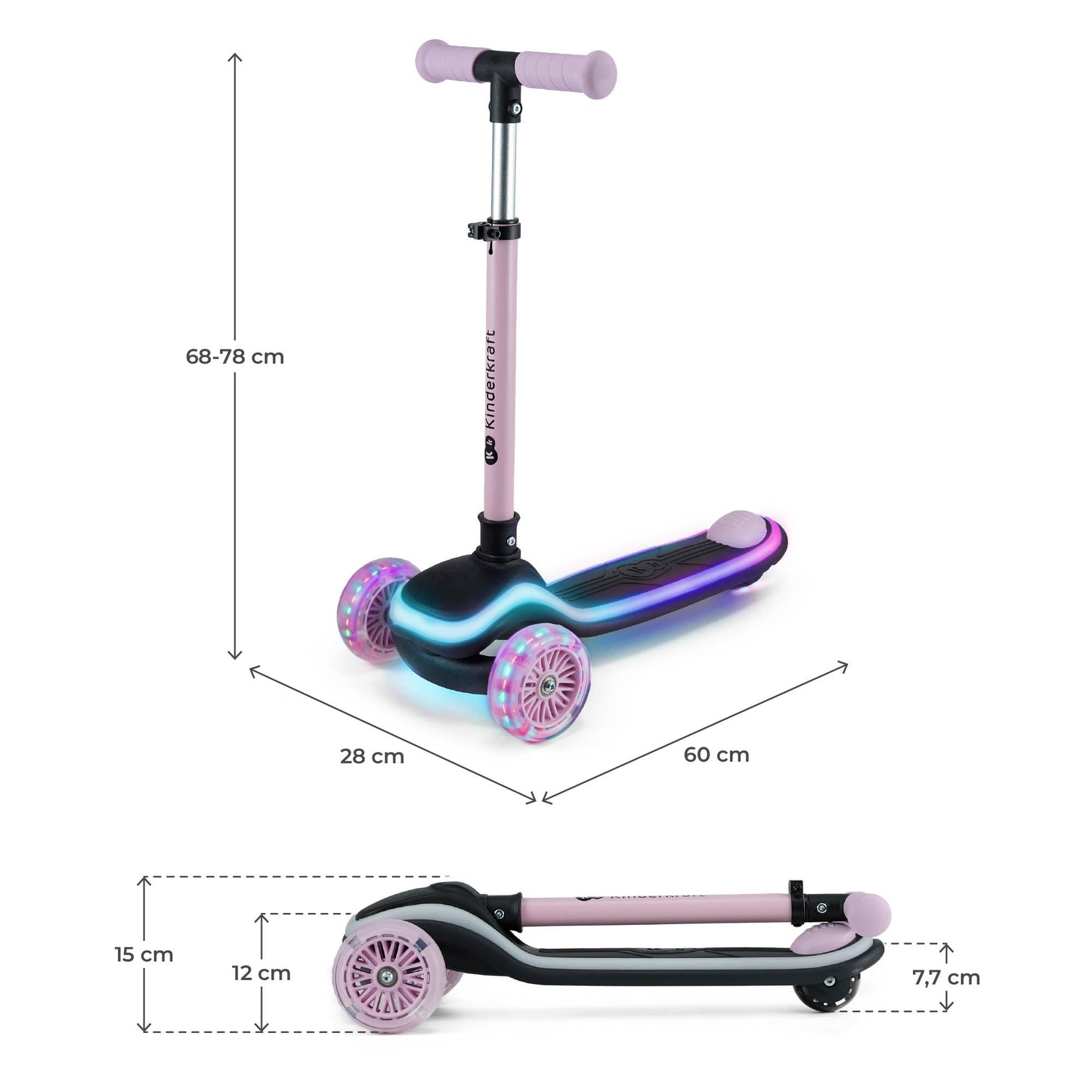 Patinete RAKET de tres ruedas LED de Kinderkraft