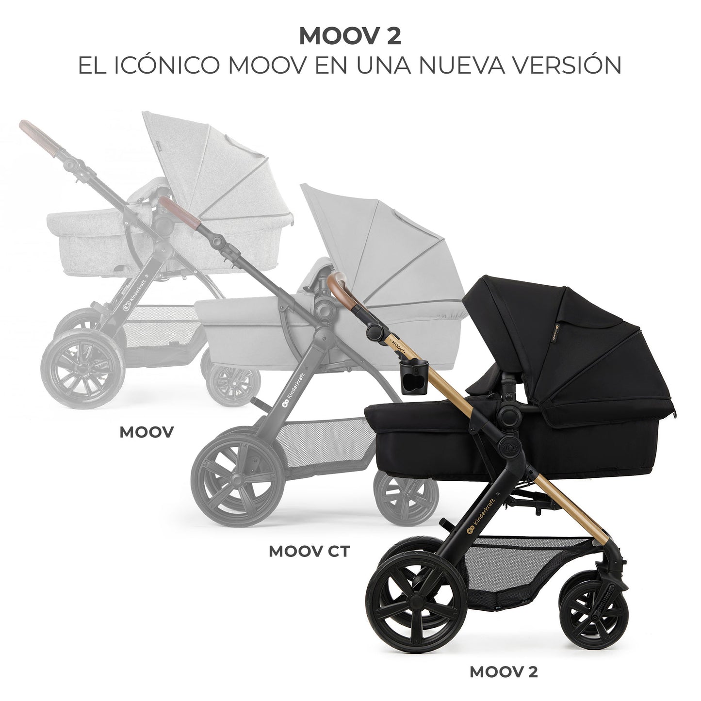 Cochecito Convertible 3 en 1 MOOV2 EVA Mink PRO I-Size de Kinderkraft