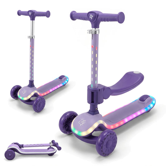 Patinete Infantil 2 en 1, con Asiento Abatible, Luces, Lily de Twinly