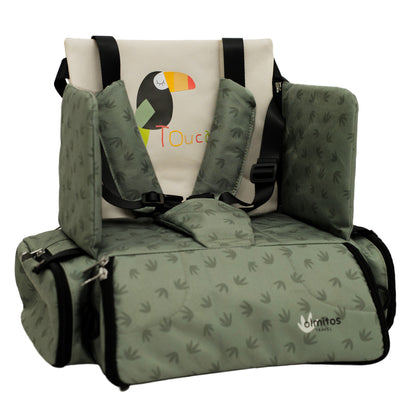 Cadeira alta portátil para bebês Olmitos 3 em 1: assento, mochila e tipoia 