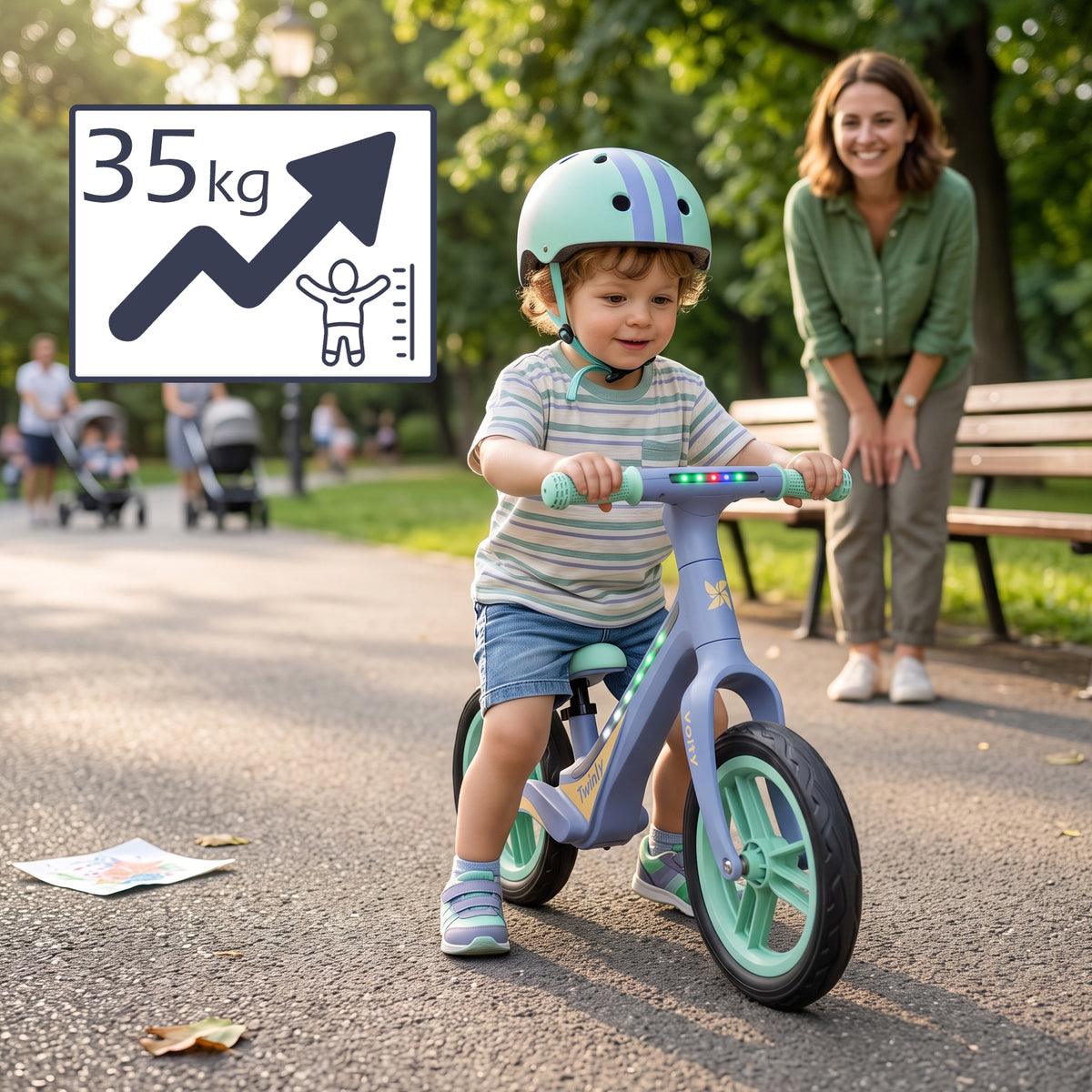 Bicicleta sin Pedales con Luces, 3-7 Años, Ligera, hasta 35kg VOLTY de Twinly