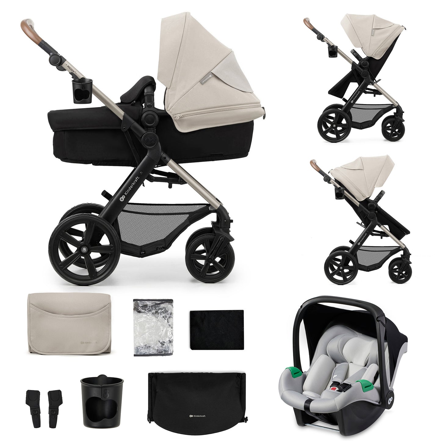 Cochecito Convertible 3 en 1 MOOV2 EVA Mink PRO I-Size de Kinderkraft
