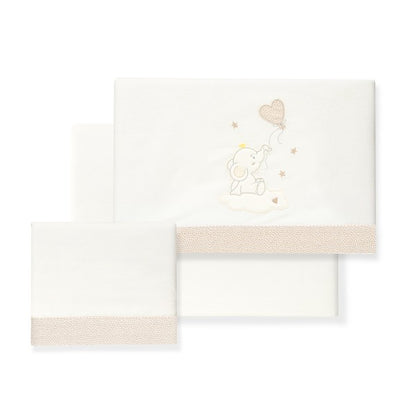 Conjunto de lençóis para berço com balão e elefante Interbaby + porta-chupeta