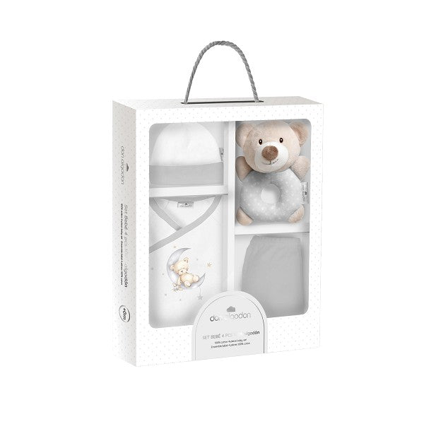 Set de Regalo 4Pcs Sonajero Osito de Don Algodón
