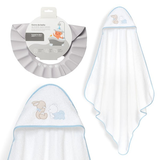 Capa Baño Oso Tumbado Conejito + Gorro de Interbaby