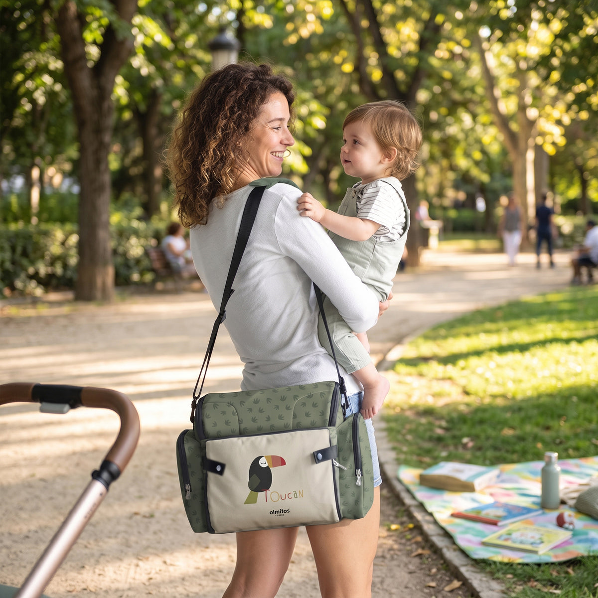 Cadeira alta portátil para bebês Olmitos 3 em 1: assento, mochila e tipoia 