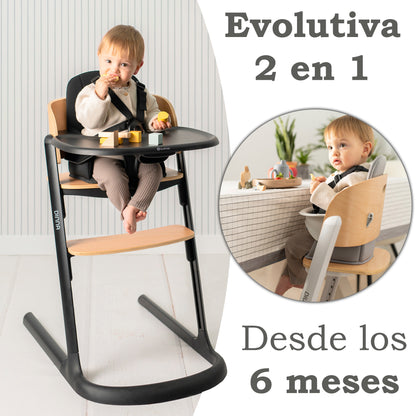 Trona evolutiva de madera 2 en 1 DINNA Silla infantil Evolutiva de Olmitos