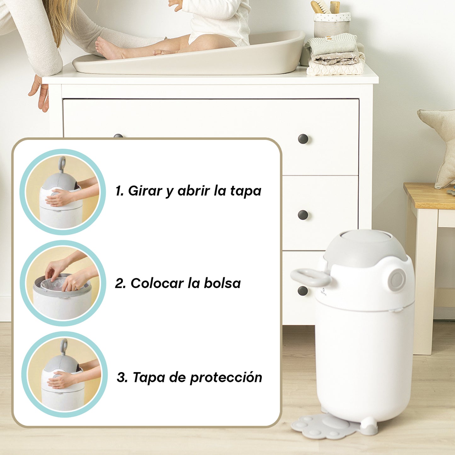 Cubo para Pañales con Sistema Antiolor NAPI de Olmitos