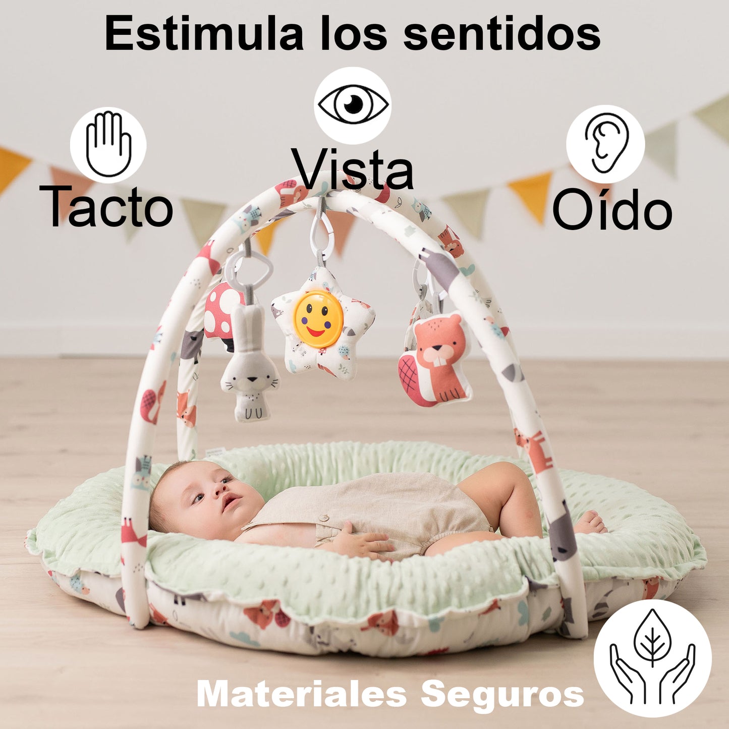 Gimnasio para bebés Multifuncional y Evolutivo con Arcos de juguetes LION de Olmitos