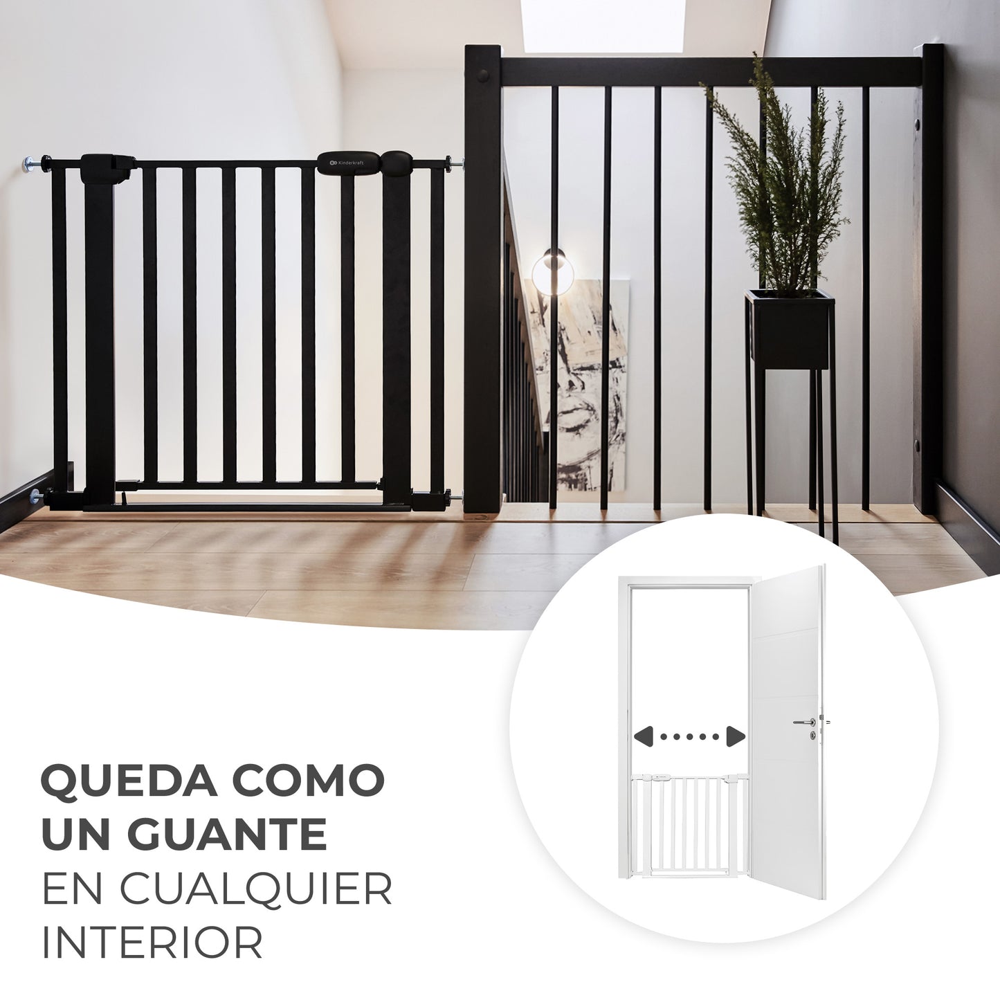 Kinderkraft -  Barrera de seguridad LOCK&GO extensible (75-103 cm)