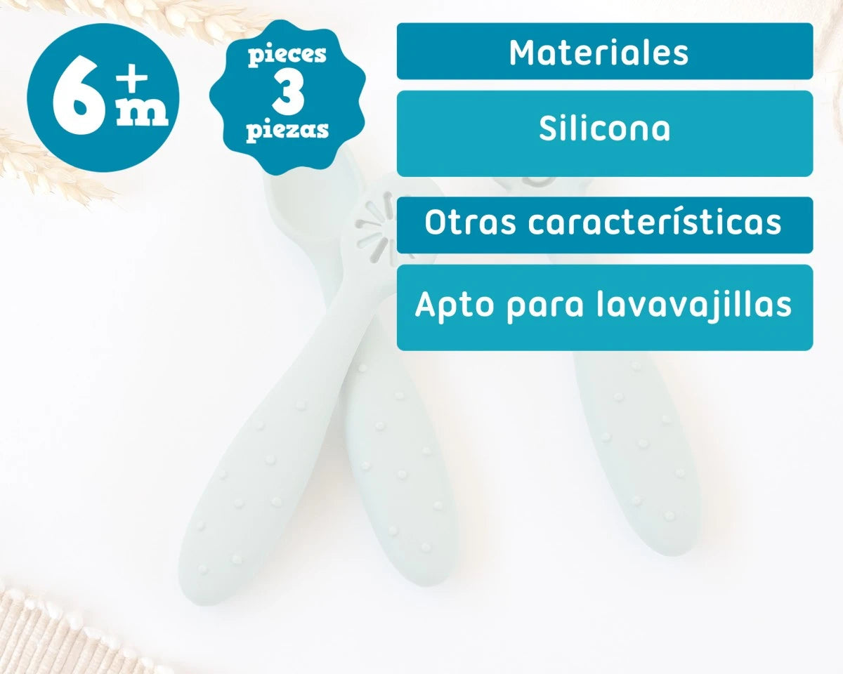 Conjunto de talheres de silicone para aprendizagem Kiokids