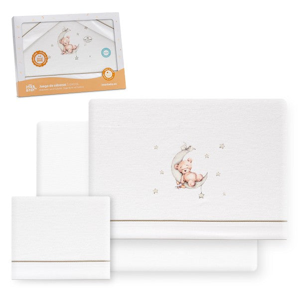 Tríptico Cuna Franela Oso Luna Estrellas de Interbaby