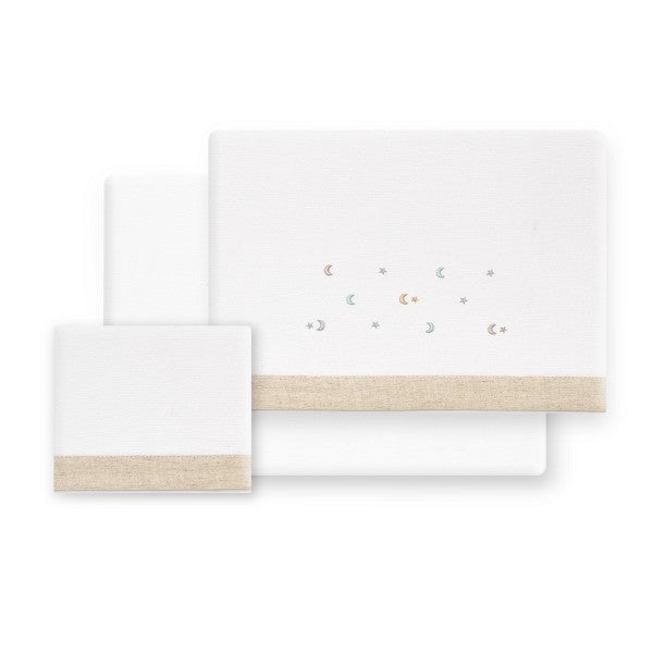 Sábanas Minicuna Franela Estrella Luna Multicolor de Interbaby