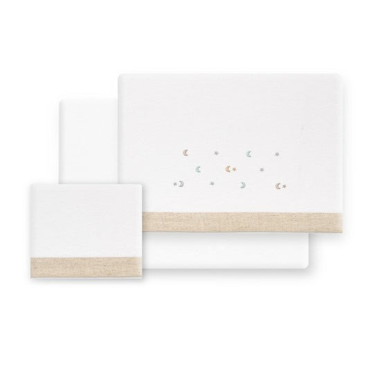 Sábanas Minicuna Franela Estrella Luna Multicolor de Interbaby