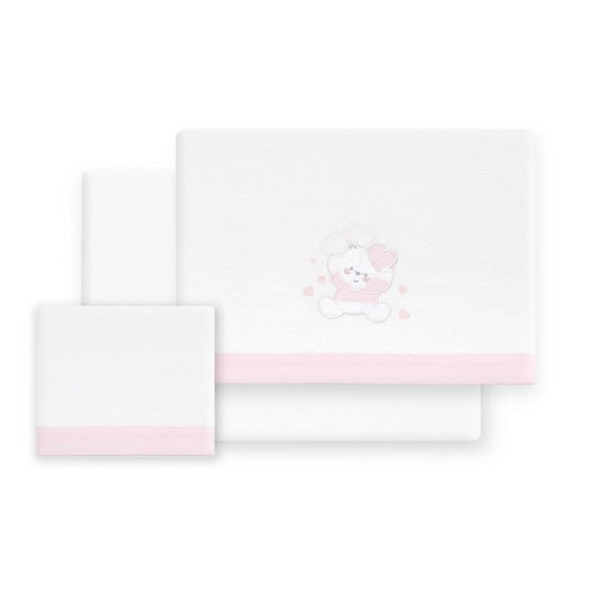 Sábanas Cuna Franela Oso Corazones de Don Algodon