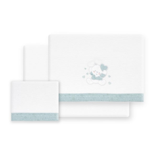 Sábanas Cuna Franela Oso Corazones de Don Algodon