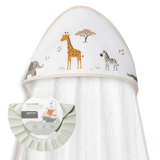 Capa Baño Jirafa Savanna + Gorro de Interbaby