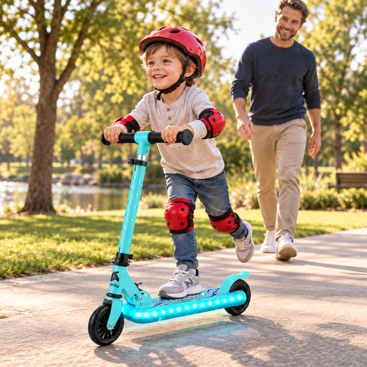 Patinete Infantil con Luces, Plegable, 2 Ruedas, 3 a 8 Años GLOWY de Twinly