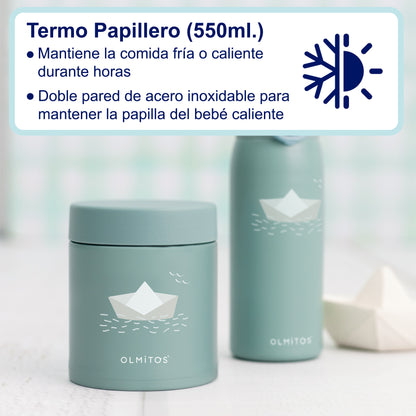 Olmitos - Termo Bebé Set con Termo Papillero 550ml y Termo para Líquidos 480ml