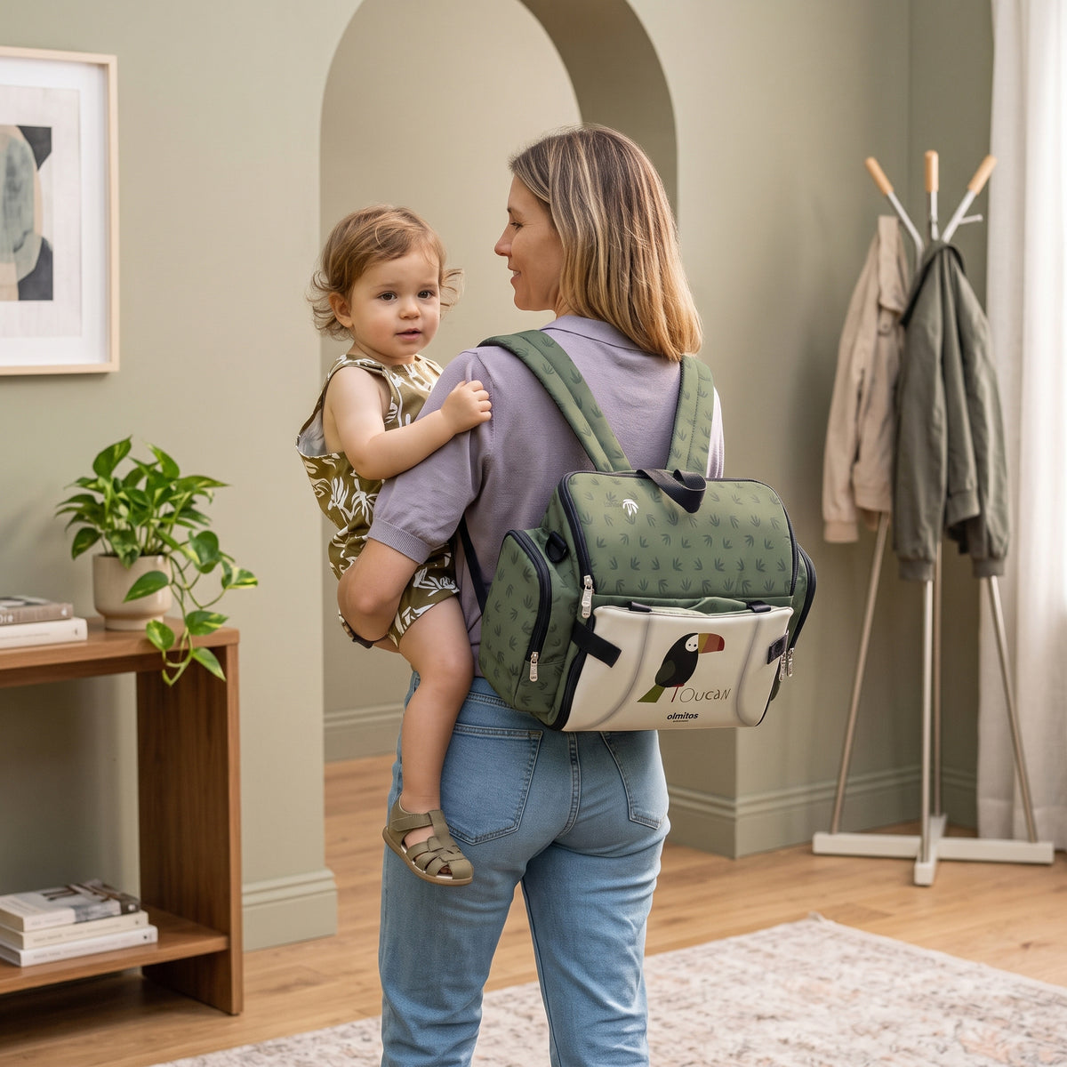 Cadeira alta portátil para bebês Olmitos 3 em 1: assento, mochila e tipoia 
