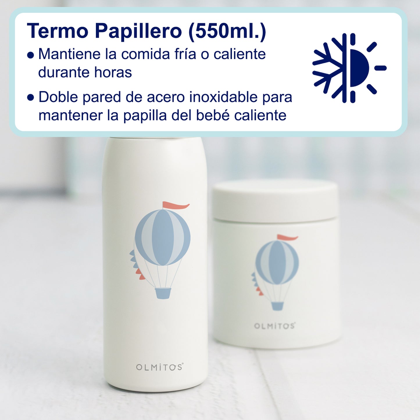 Olmitos - Termo Bebé Set con Termo Papillero 550ml y Termo para Líquidos 480ml