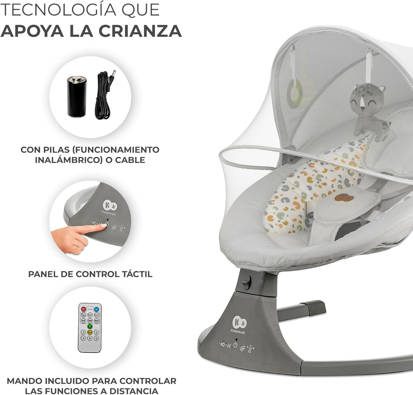 Kinderkraft - Hamaca Lumi 2 - Columpio eléctrico