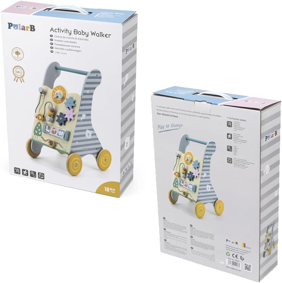 Andador bebe primeros pasos correpasillos de madera Montessori multifunción de Polar B
