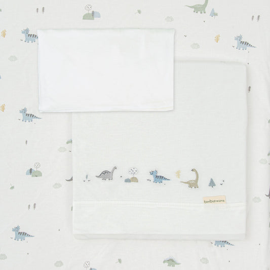 Juego sabanas punto jersey 3 piezas Trex Cuna 60x120 de Bimbidreams