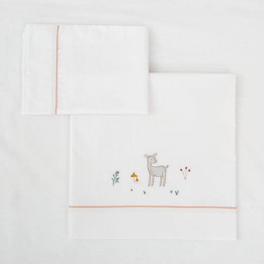 Juego sabanas algodon 100% 3 piezas Deer Cuna 60x120 Bimbidreams
