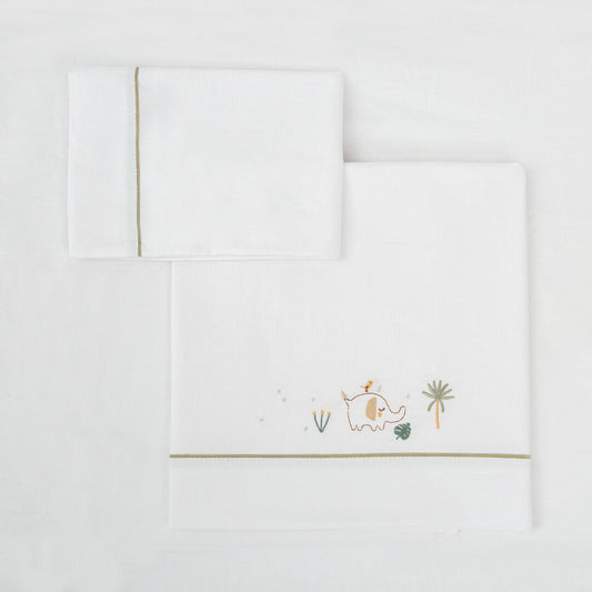 Juego sabanas algodon 100% 3 piezas Palm Cuna 60x120 Bimbidreams