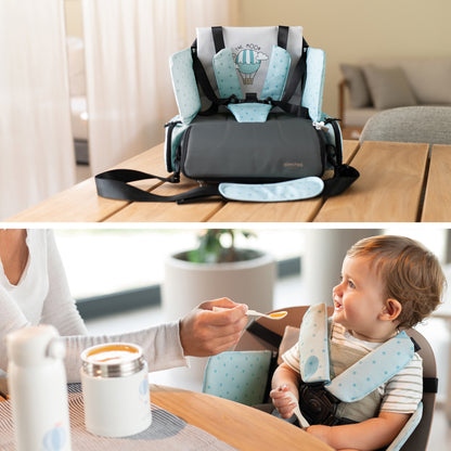 Cadeira alta portátil para bebês Olmitos 3 em 1: assento, mochila e tipoia 