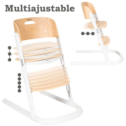 Trona evolutiva de madera 2 en 1 DINNA Silla infantil Evolutiva de Olmitos