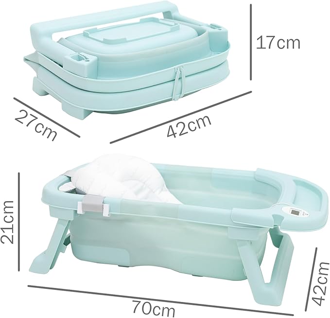 Bañera Plegable para Bebé con Reductor Extraíble y con Termómetro de Olmitos