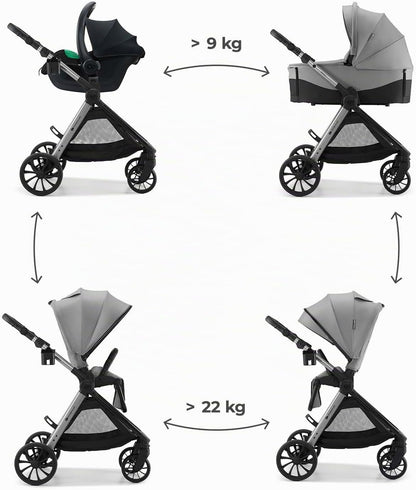 Carrito Bebé 3 en 1 hasta 22 kg VESTO 2, Portabebés MINK PRO de Kinderkaft