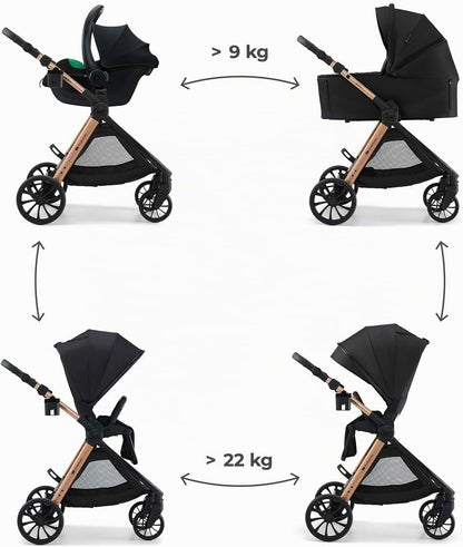 Carrito Bebé 3 en 1 hasta 22 kg VESTO 2, Portabebés MINK PRO de Kinderkaft