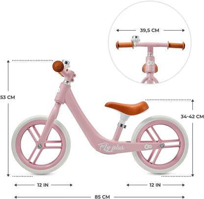 Kinderkraft FLY PLUS 2 Bicicleta sin Pedales, niño 2 años, 2 Ruedas de Equilibrio, Sillín Ajustable, Con accesorios