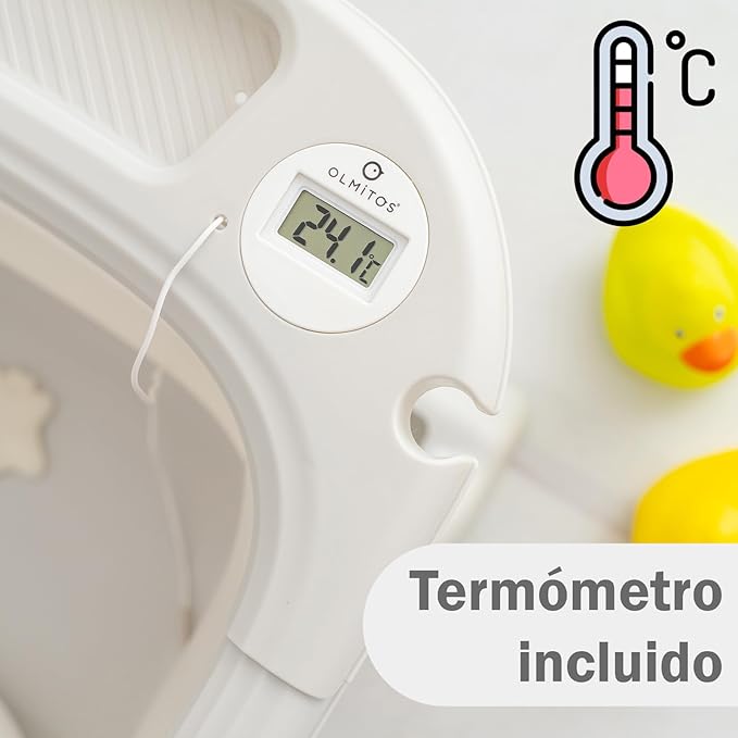 Bañera Plegable para Bebé con Reductor Extraíble y con Termómetro de Olmitos