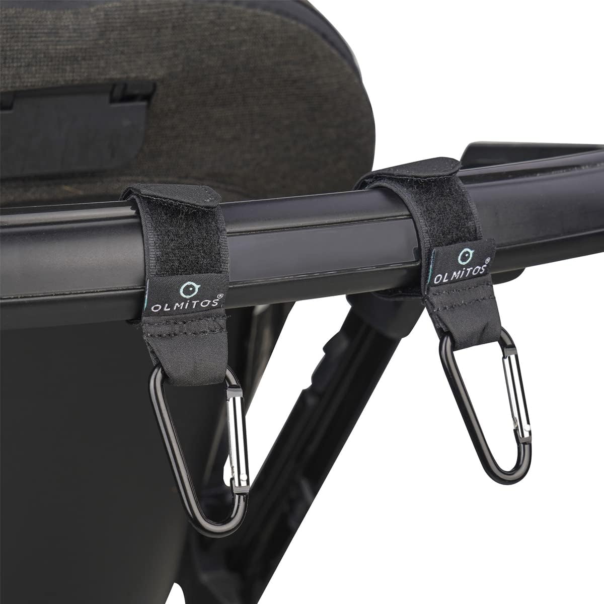 Ganchos Mosquetón Universal con Velcro para Cochecito de Olmitos
