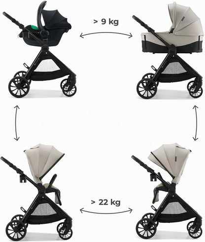 Carrito Bebé 3 en 1 hasta 22 kg VESTO 2, Portabebés MINK PRO de Kinderkaft