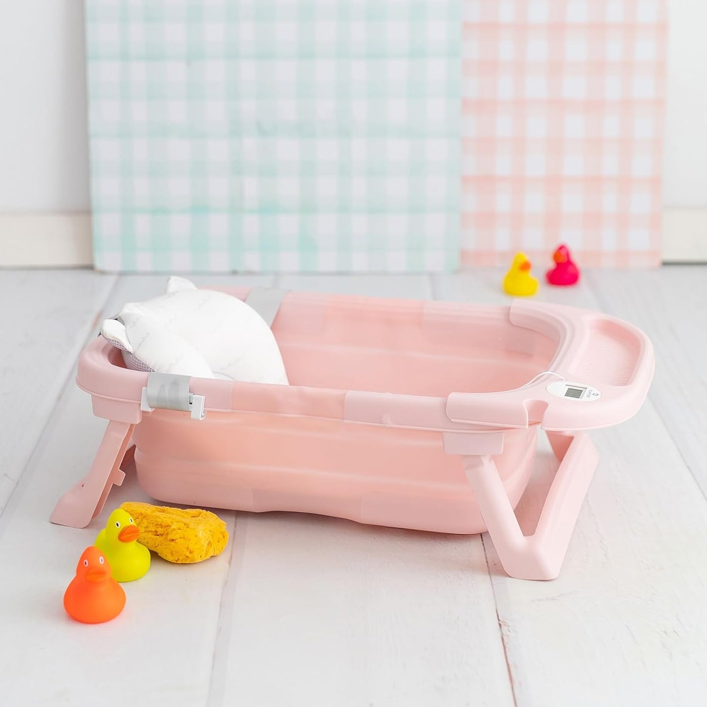 Bañera Plegable para Bebé con Reductor Extraíble y con Termómetro de Olmitos
