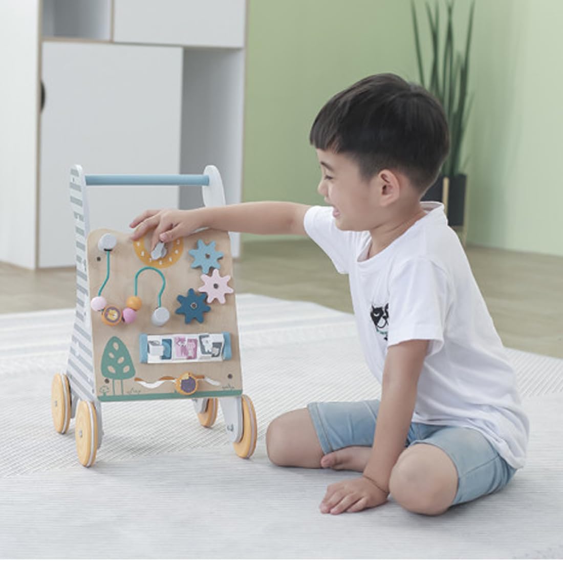 Andador bebe primeros pasos correpasillos de madera Montessori multifunción de Polar B