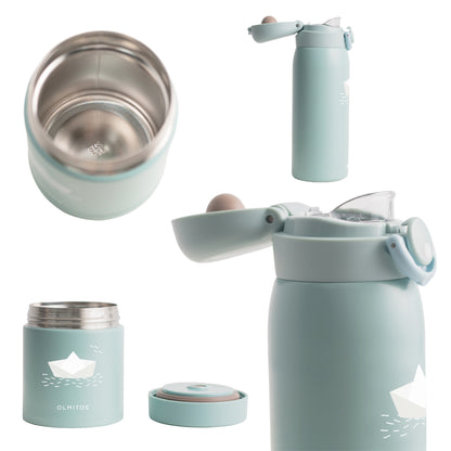 Olmitos - Termo Bebé Set con Termo Papillero 550ml y Termo para Líquidos 480ml