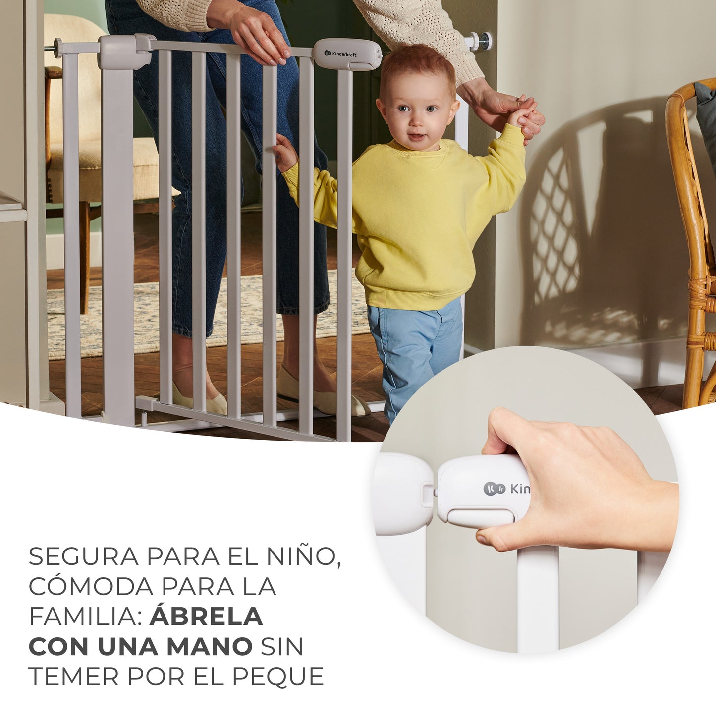 Kinderkraft -  Barrera de seguridad LOCK&GO extensible (75-103 cm)