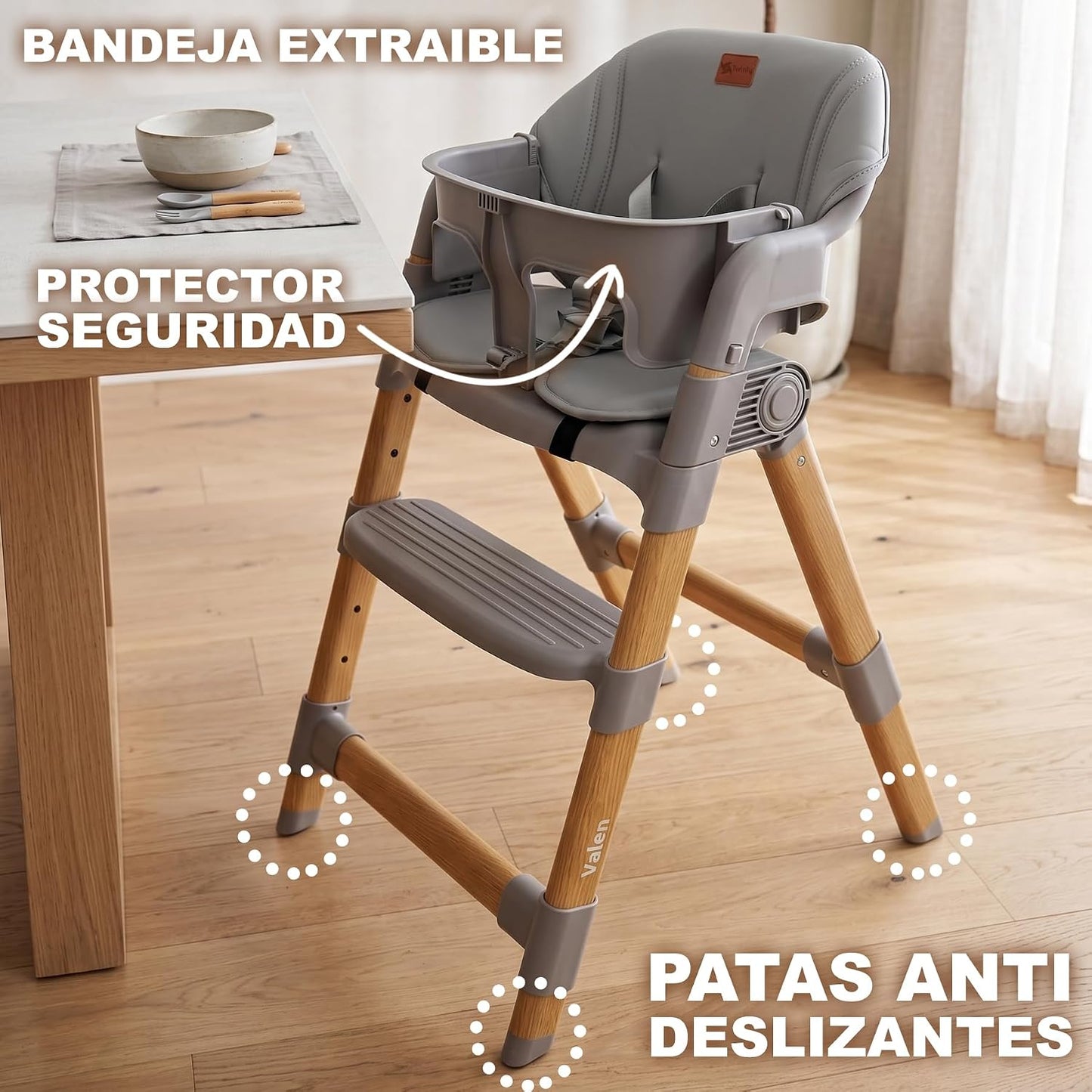 Trona Evolutiva 2 en 1 Valen, Convertible en Silla Infantil de Twinly