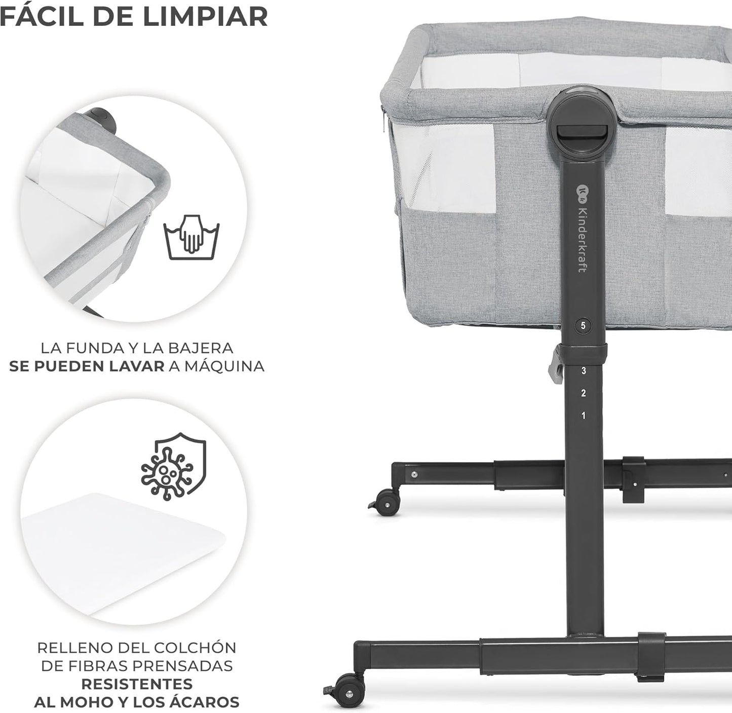 Kinderkraft NESTE UP 2 Berço Co-Sleeping com Colchão