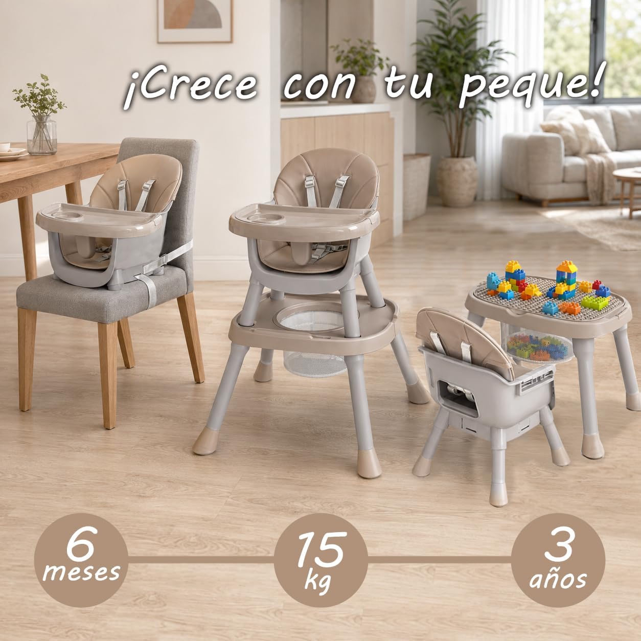 Trona Evolutiva Bebé 4 en 1  Ani - Convertible en silla y mesa infantil de Twinly