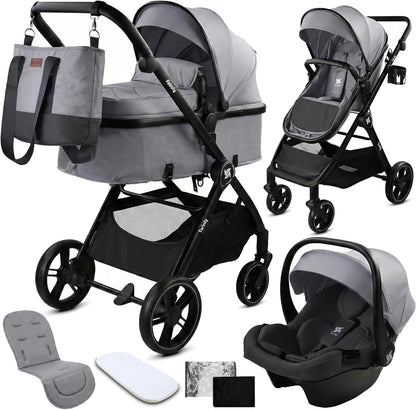 Cochecito Convertible Bebé 3 en 1 Fabuly con silla de coche i-size, Incluye Bolso, Mosquitera, Plastico lluvia de Twinly