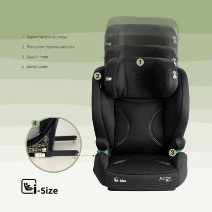 Silla de Coche i-Size 100-150 cm con ISOFIX (100 -150cm) AIRON TECH de Olmitos
