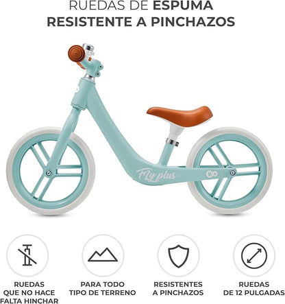Kinderkraft FLY PLUS 2 Bicicleta sin Pedales, niño 2 años, 2 Ruedas de Equilibrio, Sillín Ajustable, Con accesorios