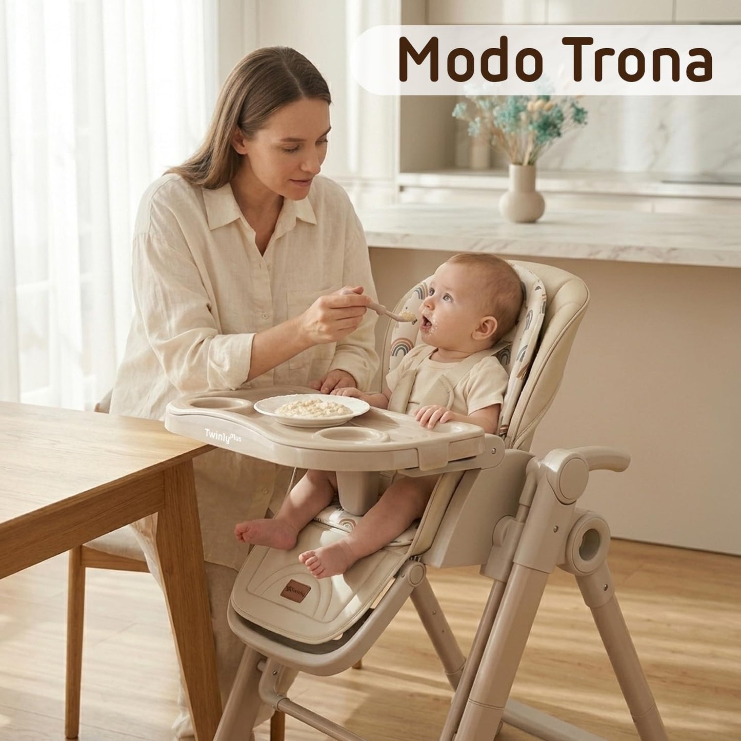Trona Evolutiva Bebé 2 en 1 Movity Plus con Hamaca Balancín de Twinly